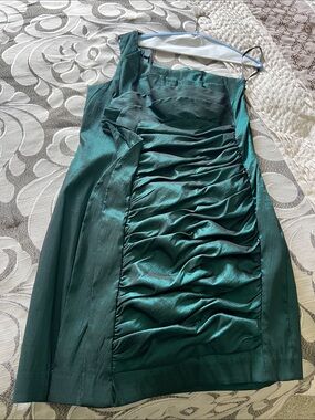 Elegant Teal Ruched Womens Dress